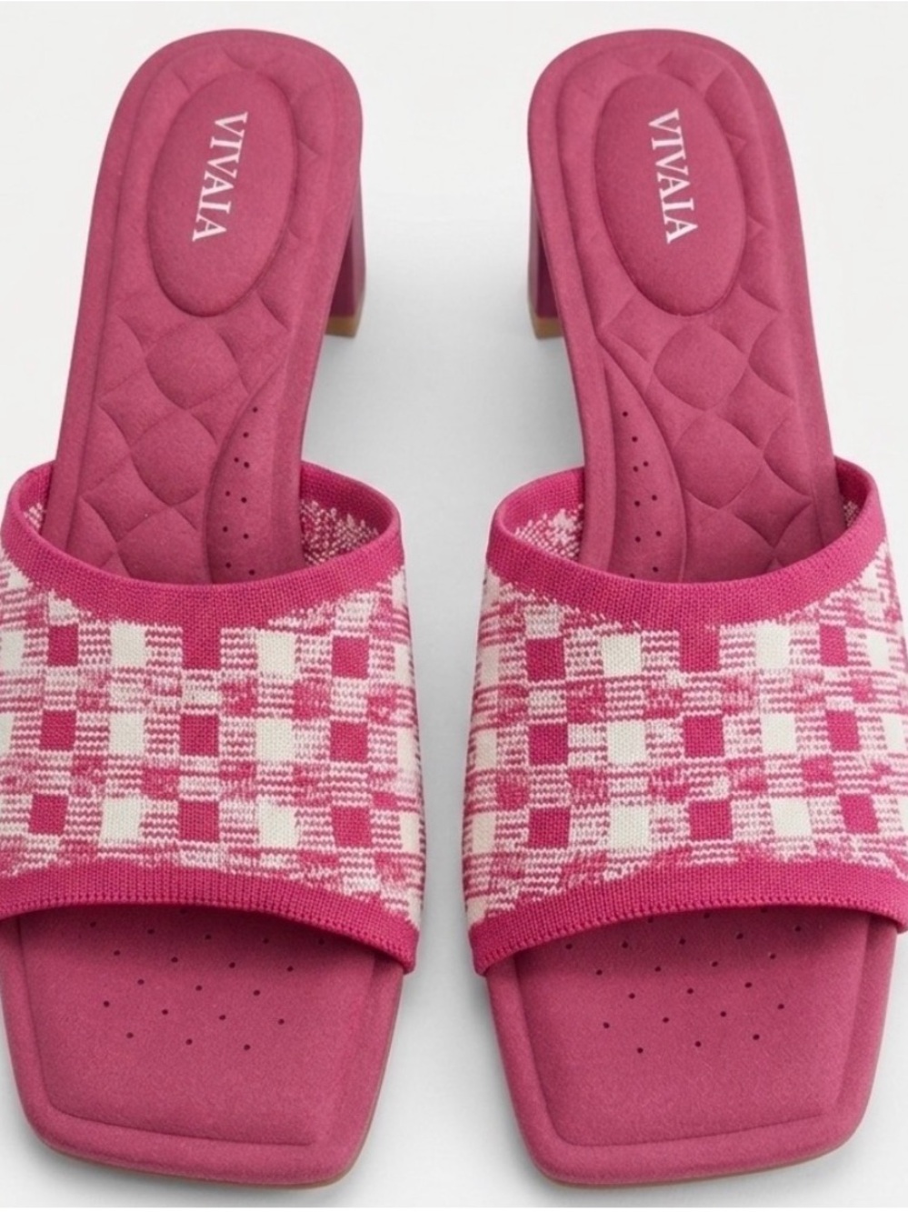 Vivaia Hot Pink Checkered Slide Mules 39.5/ 8.5 EUC